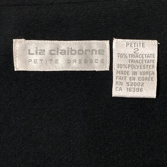 Glamorous Vintage Liz Claiborne, Wrap Dress, Black, Size 2P - Picture 7 of 7